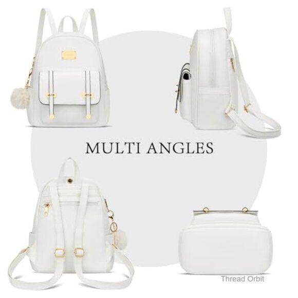 Vegan Leather Mini Backpack Set with Wristlet Wallet and Card Wallet main image 4